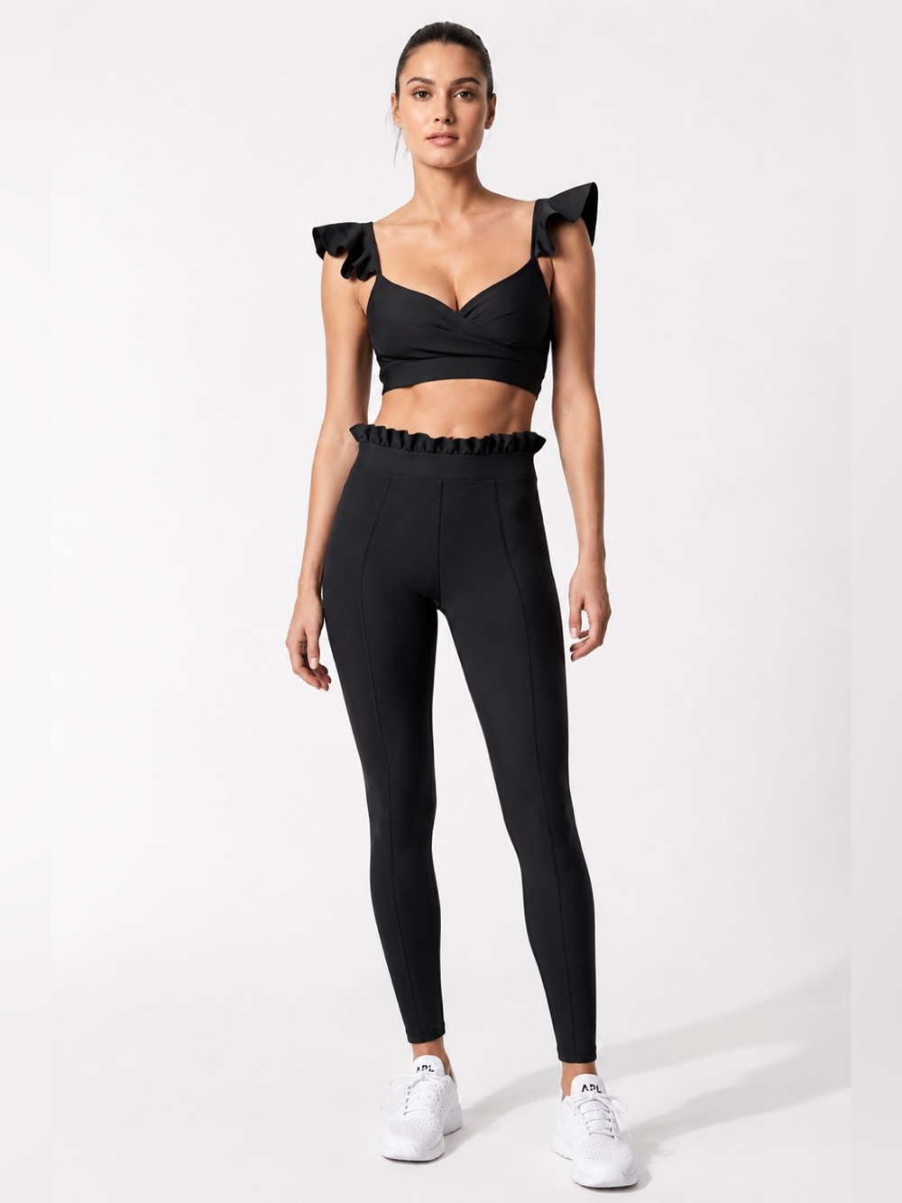 Carbon38 Ruffle Wrap-Front Sports Bra
